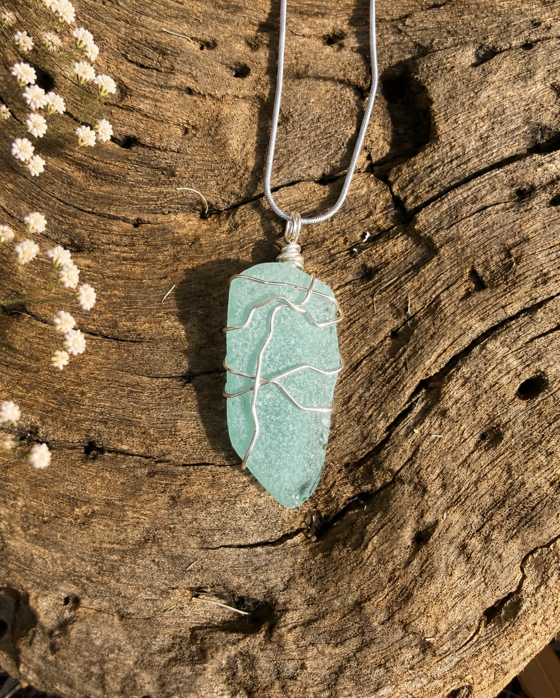 Hand-Wrapped Okinawa Sea Glass Necklace