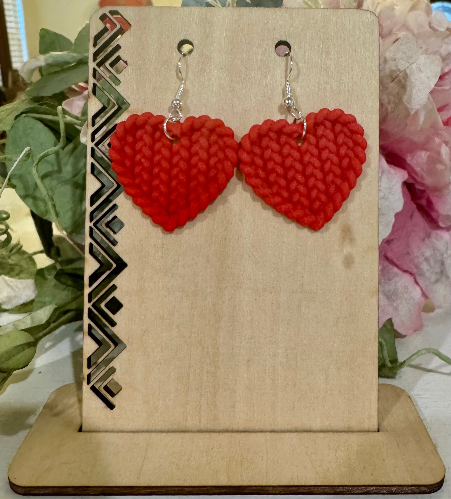3D Printed Textured Heart Earrings