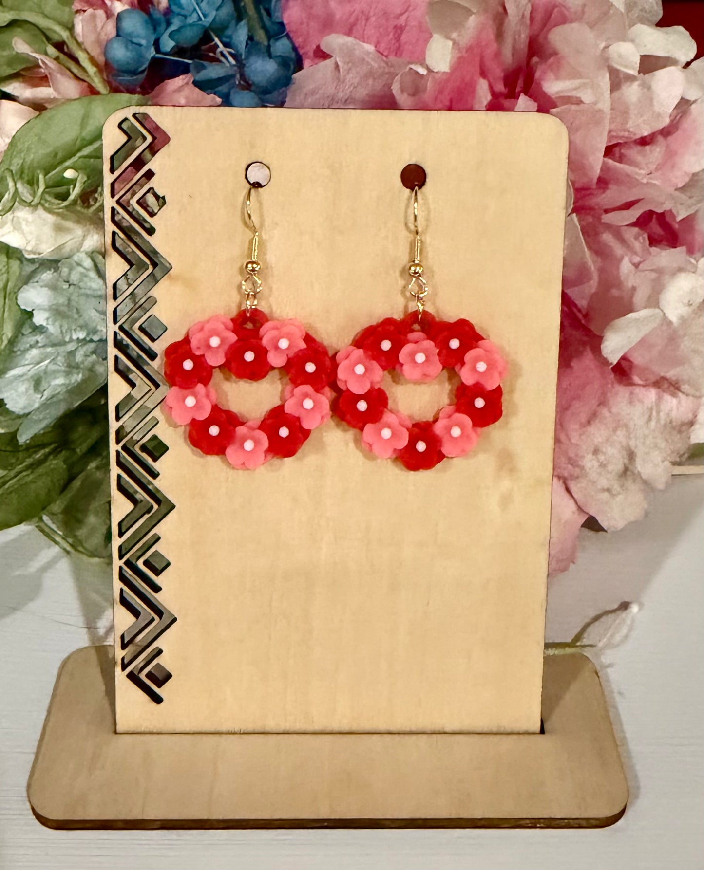 3D Printed Floral Wreath Drop Earrings