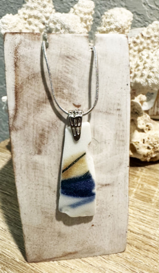 Okinawa Ocean-Tumbled Pottery Necklace