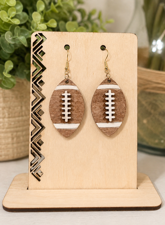Football Wooden Earrings