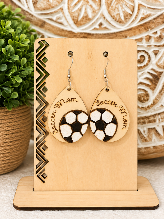 Soccer Mom Wooden Earrings
