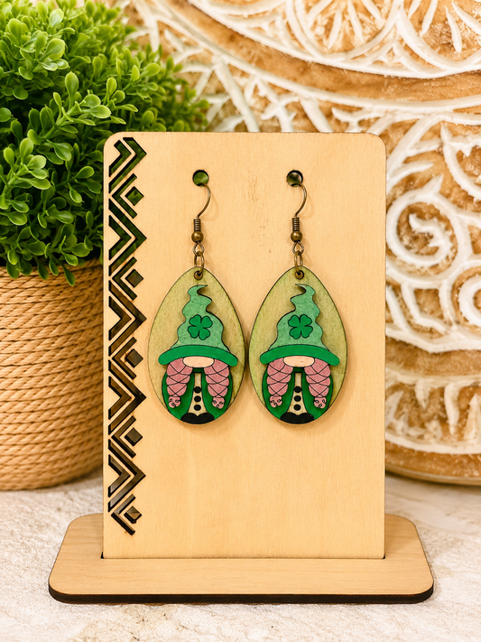 Lucky Gnome Wooden Earrings