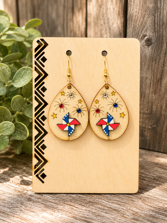Patriotic Pinwheel Earrings