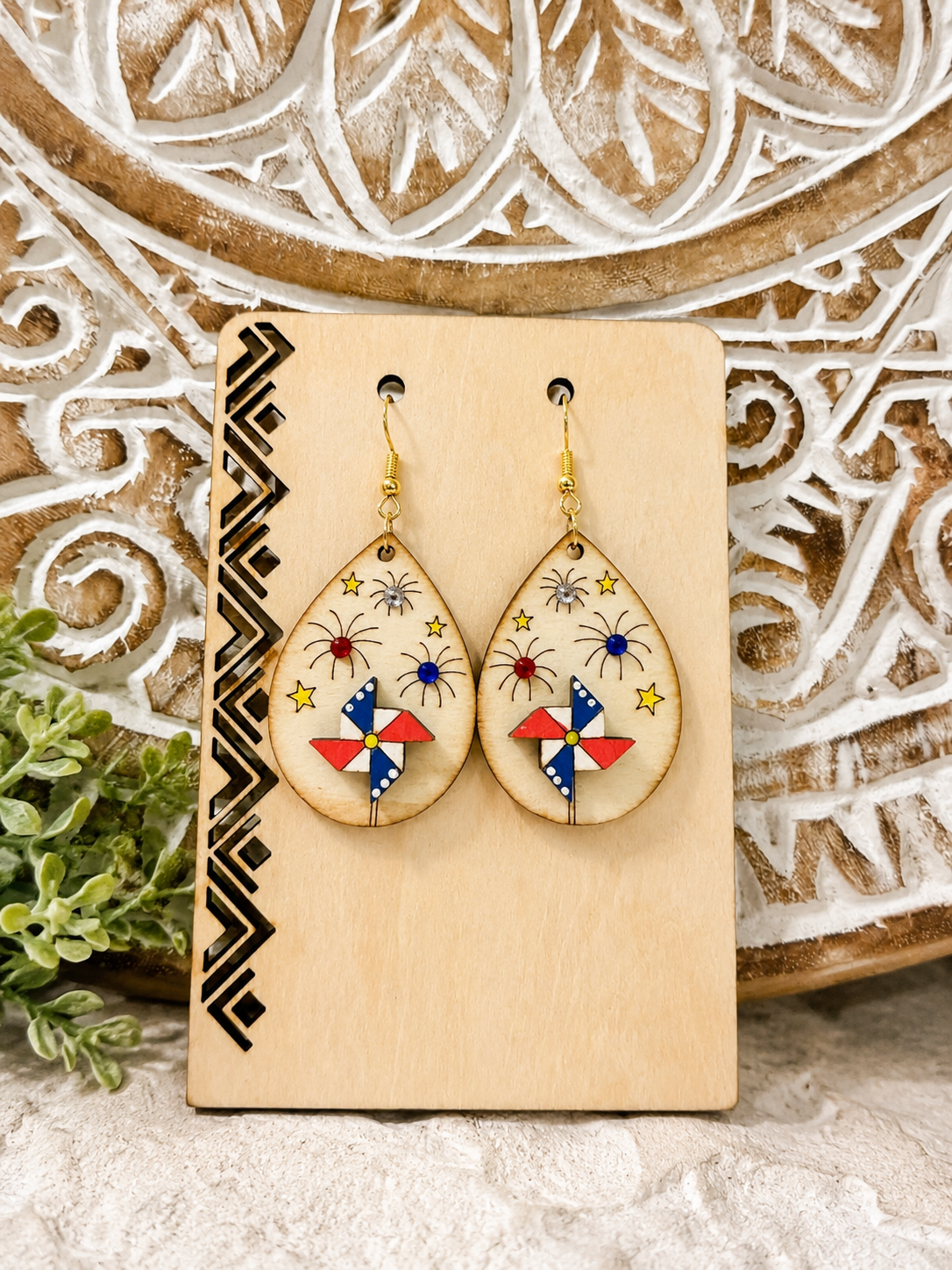 Patriotic Pinwheel Earrings