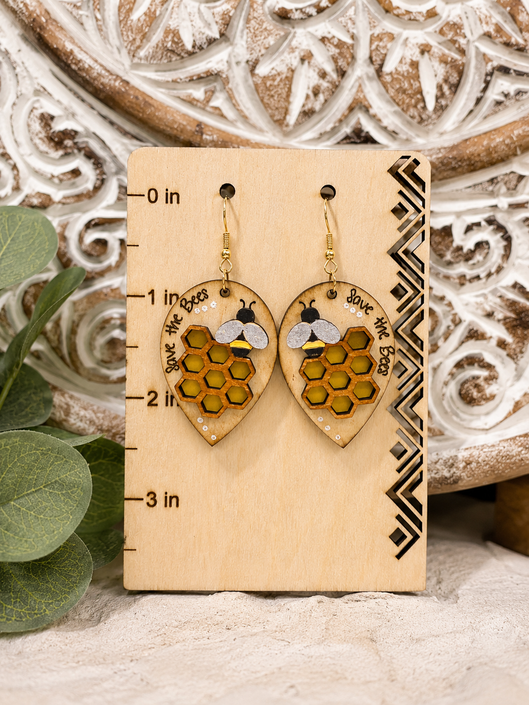 Save the Bees Wooden Earrings