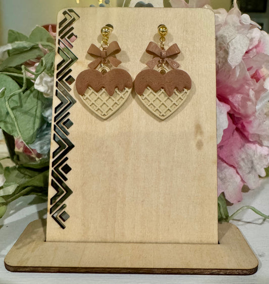 3D Printed Chocolate Heart Earrings