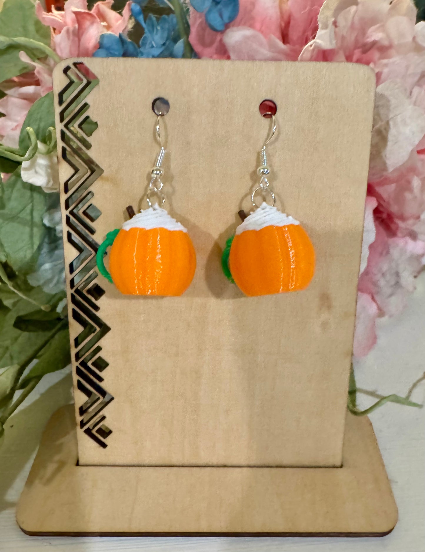 3D Printed Pumpkin Spice Latte Earrings