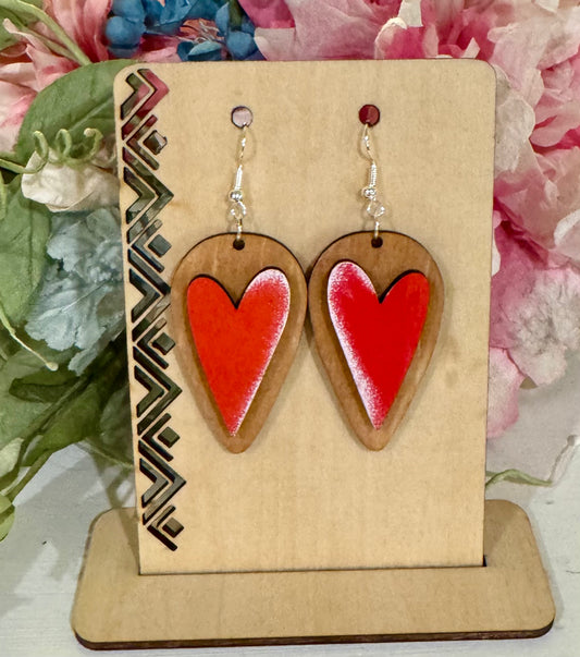 Laser Cut Heart Drop Earrings