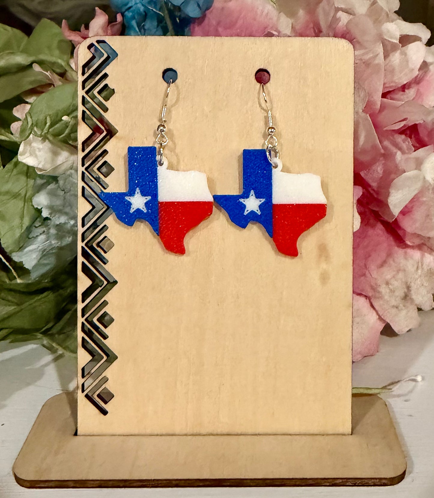 3D Printed Texas Flag Drop Earrings