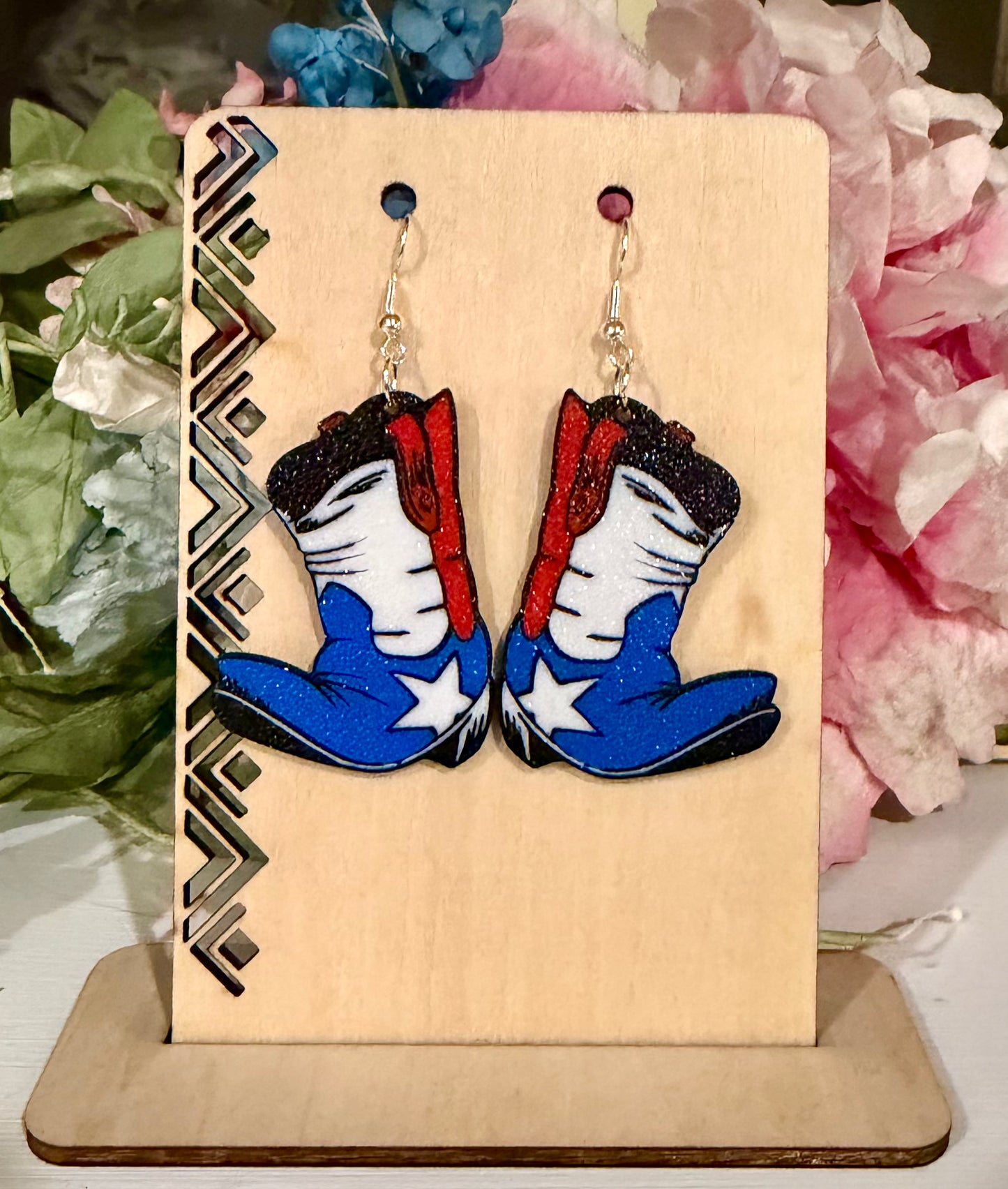 3D Printed Texas Cowboy Boot Drop Earrings