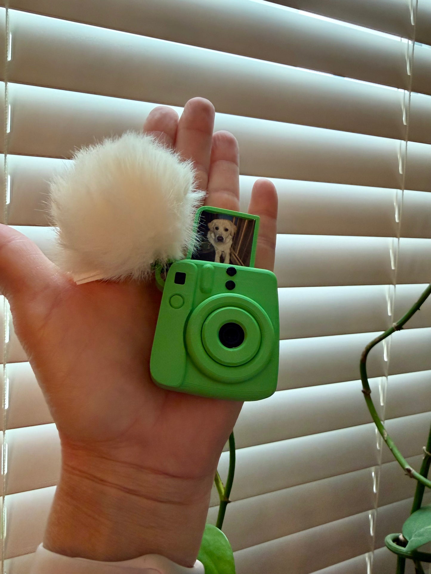 Mini Camera Keychain with Photo Slot & Pom Pom