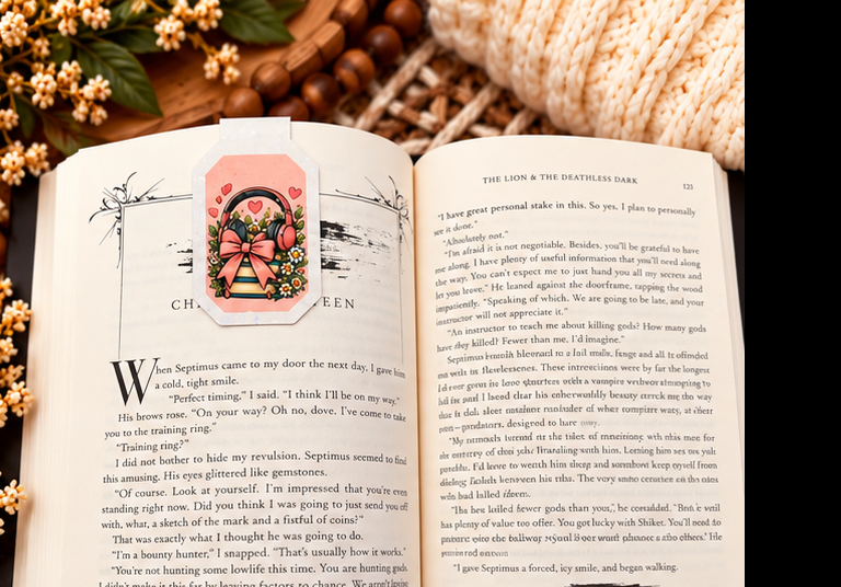 Audiobooks Count Too magnetic bookmark reverse side clipped over an open book
