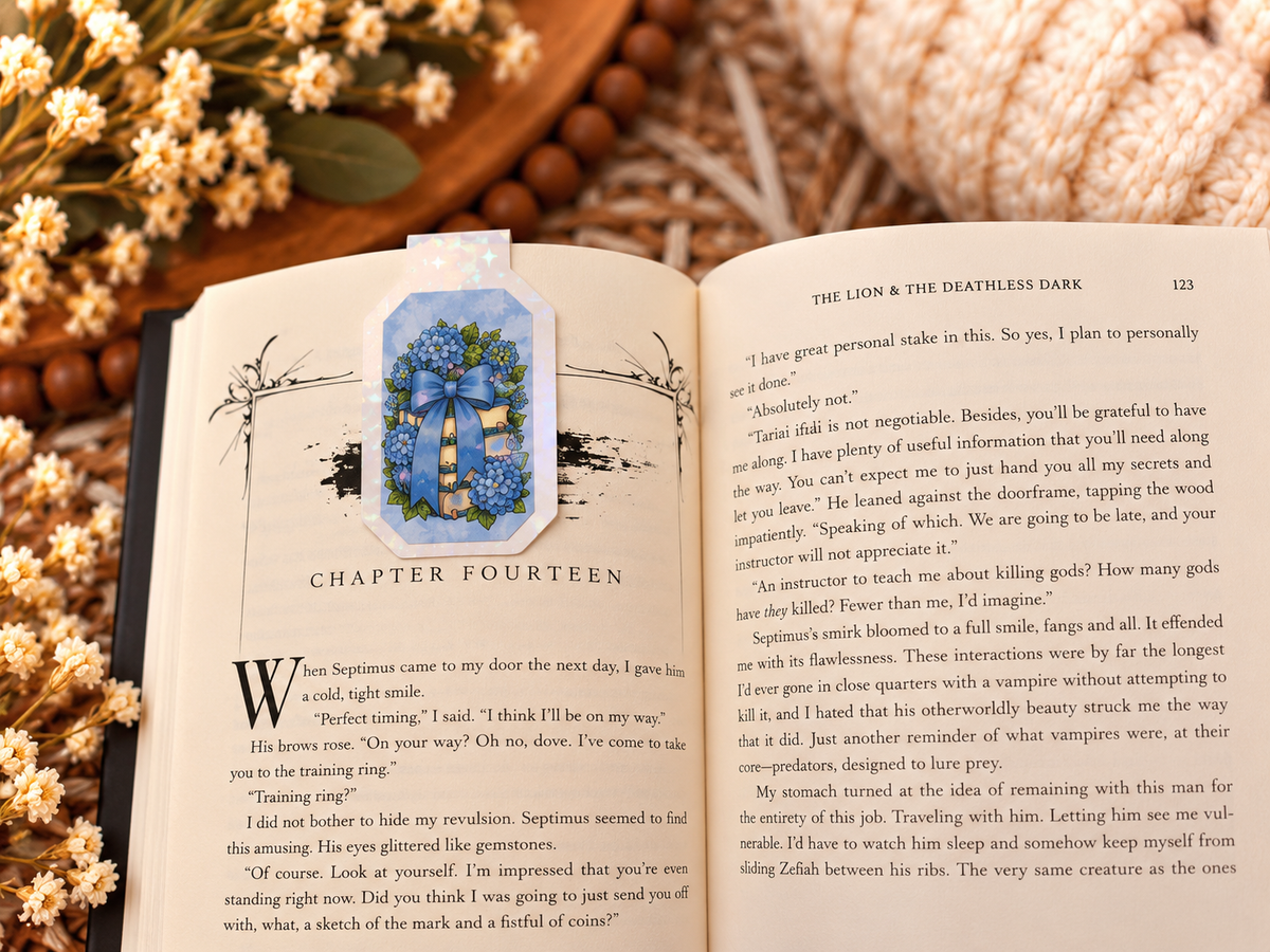Books Are Always a Good Idea magnetic bookmark reverse side clipped over a book page